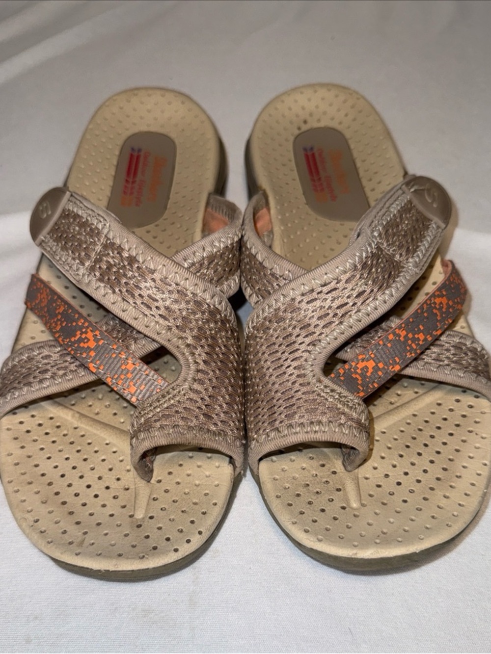 Skechers Beige and Orange Outdoor Lifestyle Slip-On Sandal